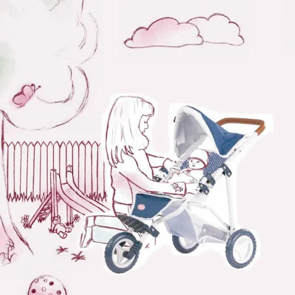 Götz Puppenwagen-3-Rad Puppen-Buggy Denim